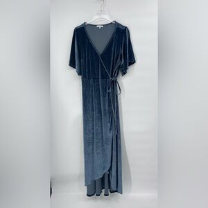 Baltic Born Velvet Wrap Maxi Dress in Rich Blue